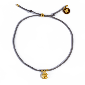Fortune Cookie String Bracelet (Charcoal) - Gold